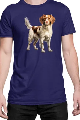 Immagine prodotto di Maglietta da uomo Dogs Breeds Brittany Dog Breed 007, Man M , Bleu foncé