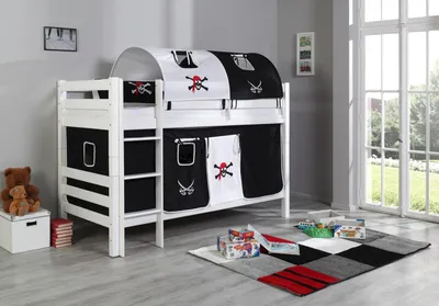 Produktbild von Etagenbett Benni Weiß Lackiert Buche Massiv 90x200 cm mit Rollrosten