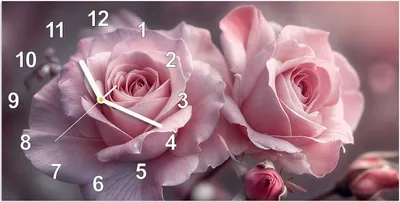 Produktbild von Wanduhr aus Glas mit Motiv Romantische Rosen- 60 x 30 cm - inkl. Aufhängesystem
