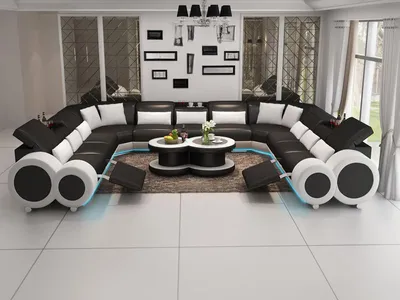 Produktbild von Wohnlandschaft Relax Fußstütze Ecksofa Polster Garnitur Sofa Couch Ecke + USB