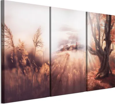 Zdjęcie produktu dla Zestaw 3 obrazów na płótnie LUMASOUL do salonu, motyw: natura, wymiary: 90x60 cm. Idealne do sypialni, przedpokoju, biura i kuchni