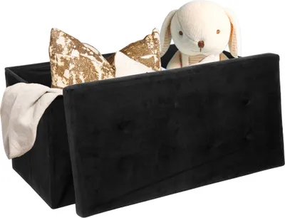 Produktbild von "MISOU Aufbewahrungsbox mit Bank Velvet Schwarz Aufbewahrungsbank Hocker mit Stauraum"