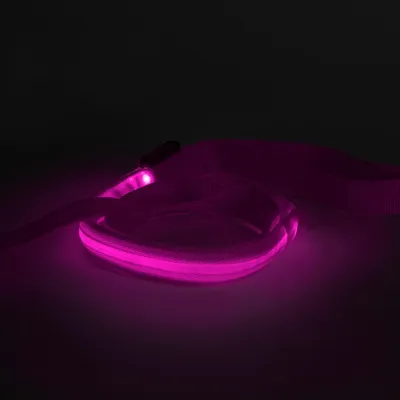 Zdjęcie produktu dla Smycz dla psa z oświetleniem LED – smycz zabezpieczająca dla psów – podświetlana smycz dla psa – 120 cm – różowa [60026B]