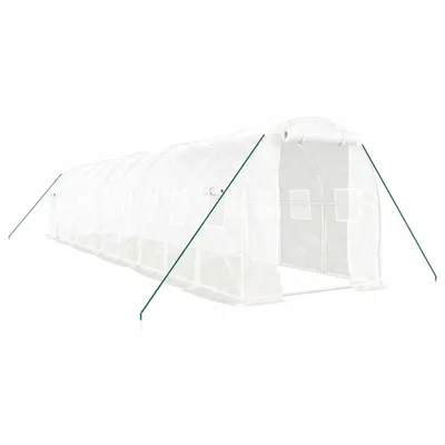 Produktbild von vidaXL Gewächshaus mit Stahlrahmen Weiß 20 m² 10x2x2 m
