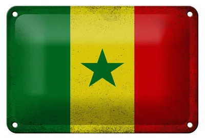 Produktbild von Blechschild Flagge Senegal 18x12cm Flag of Senegal Vintage Dekoration