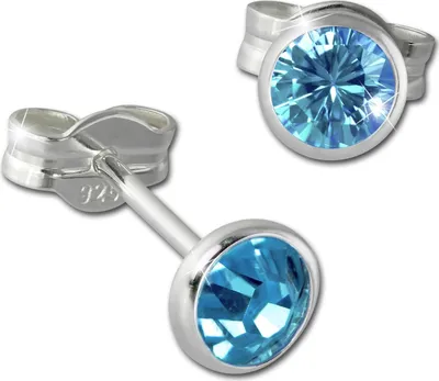 Produktbild von SilberDream Ohrstecker Damen 925 Silber hellblau Zirkonia Ohrringe 4mm SDO5534H