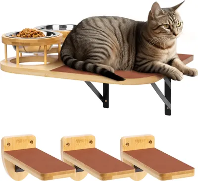 Produktbild von Navaris Futterstation für Katzen - Futternapf Katze - Wandmontierte Katzenfutterstation rechts - Futterstation Katze erhöht - Inklusive 3 Stufen -