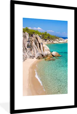 Produktbild von MuchoWow® Gerahmtes Poster Meer - Strand - Sommer 60x90 cm - Poster mit Schwarzem Bilderrahmen Wandposter Rahmen Foto Bilder - Dekoration - Wandposter Wohnzimmer - Hochwertig