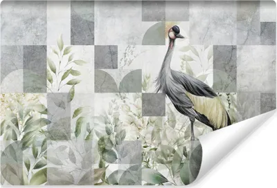 Produktbild von Muralo Vlies Fototapete KRANICH Vogel Blätter Abstraktion Br. 90cm x Hö. 60cm