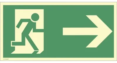 Produktbild von Dreifke® Schild Rettungsweg rechts, Kunststoff, langnachleuchtend, 160-mcd, 2...