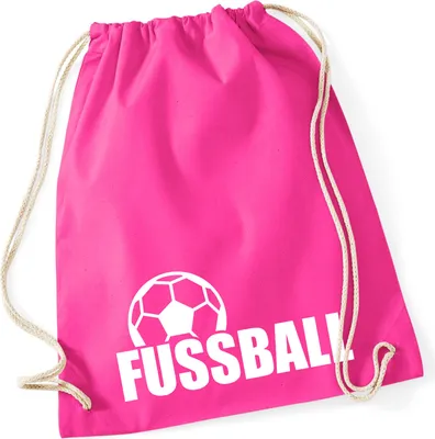 Produktbild von Huuraa Turnbeutel Fussball Ball 12 Liter Fuchsia Baumwolle Rucksack Geschenkidee