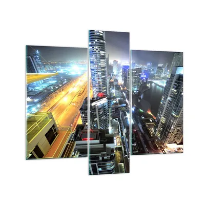 Produktbild von Bilder auf glas - Architektur Industrie Nacht Licht - 95x80cm - Glasbilder - Wandbilder - Kunstdruck - zum Aufhängen bereit - Wanddekoration aus Glas - Glas Bilder - Wandbild auf Glas - GCB95x80-2642