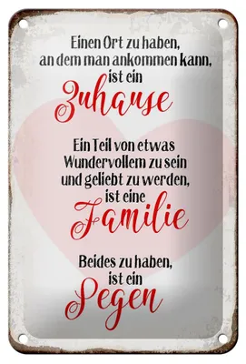 Produktbild von Blechschild Spruch 12x18cm Zuhause Familie Segen Herz