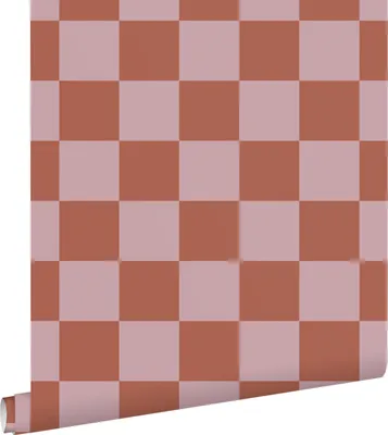 Produktbild von ESTAhome Tapete Karomuster Terrakotta und Altrosa 53 cm x 10.05 m
