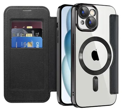 Zdjęcie produktu dla Techsuit - SmartMag Book etui na iPhone 15 - czarne