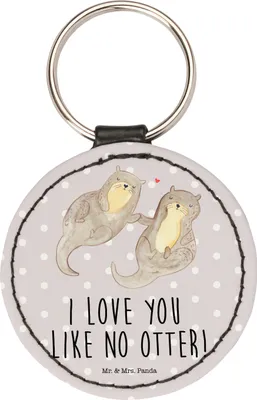 Produktbild von Mr. & Mrs. Panda Schlüsselanhänger Otter Hände halten - Grau Pastell - Geschenk, glücklich, Bunt, Paar, Anhänger, Seeotter, schlüsselring, Verliebt, Liebe, Händchen, mini