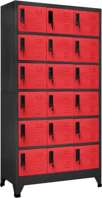 Image de Armoire à casiers Anthracite et rouge 90x40x180 cm Acier