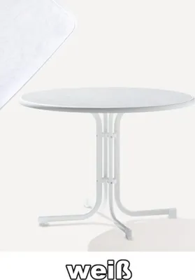Produktbild von SIEGER Gartentisch klappbar rund Ø 100 cm weiß Stahl