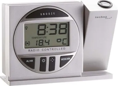 Zdjęcie produktu dla Technoline Radio Controlled Alarm Clock with Projection, Srebrny, AAA, 8760 h, 123 x 42 x 91 mm, 127 mm, 110 mm