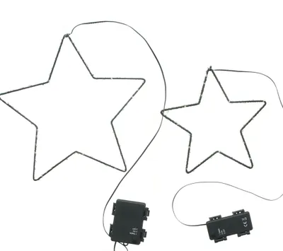 Produktbild von LED-Hänger Stern 2er Set, Metall Schwarz, Ø 20/28 cm, 116 warmweiße LEDs, Timer, Außenbereich