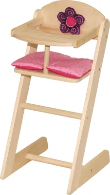 Produktbild von roba Puppenhochstuhl Serie 'Happy Fee', für Puppen und Babypuppen, Holz natur mit Blume