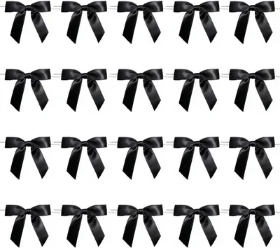 Produktbild von Satinschleifen schwarz, 20 Stück, mit Schnellbinder, für Geschenkverpackungen