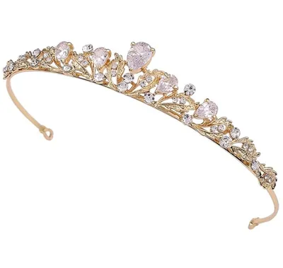 Zdjęcie produktu dla Tiara - marzenie o ślubie - królewskie nakrycie głowy - niezapomniana elegancja - złoto - tiara ślubna - blask i styl