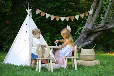 Produktbild von Skye Decor, Deer Two Chair Set - Brown, Tischset für Kinder, Braun, 100 % MDF, 50 x 45 x 60 cm