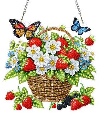 Diamant-Malerei Hängeornament 20x20cm Blumenkorb