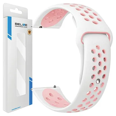 Produktbild von Beline Uhrenarmband 20Mm Sport Silikon Weiss/Rosa Box