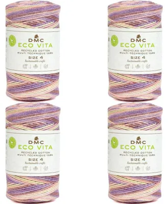 Immagine prodotto di 4 gomitoli di filato DMC Eco Vita 4, adatto a diverse tecniche, realizzato in cotone riciclato (250g/200m),  Oeko-Tex (colore 102)
