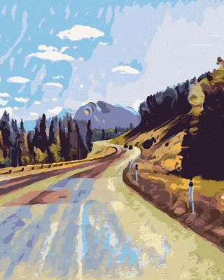 Produktbild von Zuty - Malen nach Zahlen - STRASSE ZWISCHEN WÄLDERN, 40x50 cm, mit Keilrahmen (bereits gespannt)