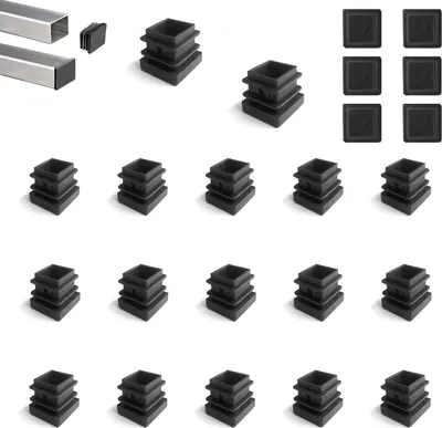 Produktbild von Rohrstopfen aus schwarzem Kunststoff 15x15mm, 20 Stück für Vierkantrohre