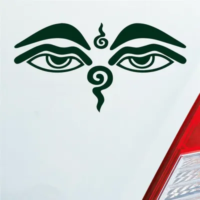 Produktbild von Auto Aufkleber Buddhismus Sehendes Auge Eye Buddha Asien 12x6 cm Dunkelgrün Sticker Heckscheibenaufkleber