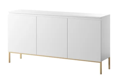 Obrázek produktu pro Selsey - Třídveřová komoda Bemmi 150 cm bílá se zlatými nožkami
