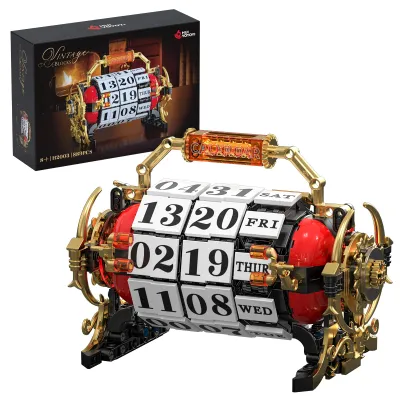 Produktbild von Retro-Kalender-Bausatz für Erwachsene, Vintage-Sammlerstück Spielbausteine Verstellbares Datumsrad, römische Schrift 889 St.