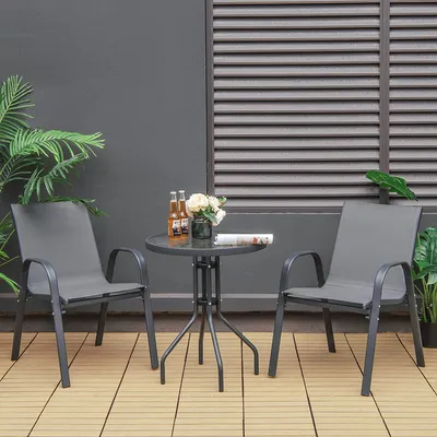Immagine prodotto di COSTWAY Set da bistrot 3 pezzi, tavolo da bistrot con 2 sedie set da balcone, set di sedute da giardino, set di sedute da giardino per giardino, balcone