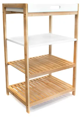Produktbild von osoltus Badregal Tablett Regal Sonderborg aus Bambus und Holz Weiß