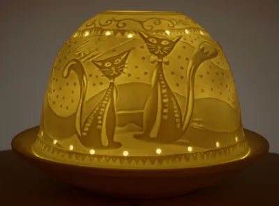 Produktbild von Dome Light Katze Katzen Katzenpaar Teelicht Windlicht Teelichthalter
