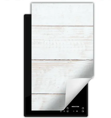 Produktbild von DarHaus Herdabdeckplatte 1 teilig 30x52 cm Anti Rutsch Matte Aufrollbar, weiß - Holz