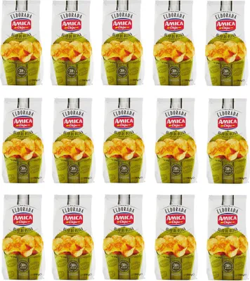 Produktbild von 15x Amica Chips Eldorada con Olio di Oliva Kartoffelchips mit Olivenöl 130g glutenfreie knusprige Kartoffel chips