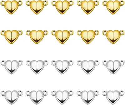 Productafbeelding van Magnetische Sluitingen - Ketting Sluitingen - Sieraden Maken - Hartvormig Design - 20 Stuks - Goud en Zilver