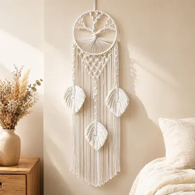 Makramee Traumfänger, handgefertigt, Boho-Stil, 1 Stück, L