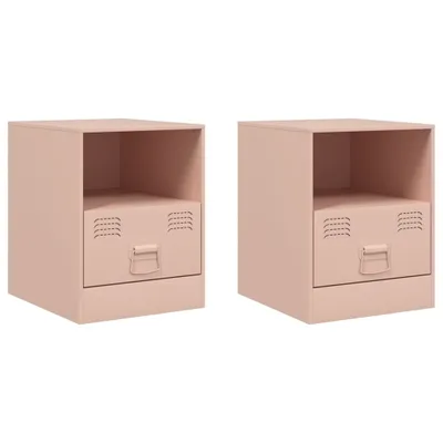 Produktbild von Nachttische 2 Stk. Rosa 34,5x39x44 cm Stahl
