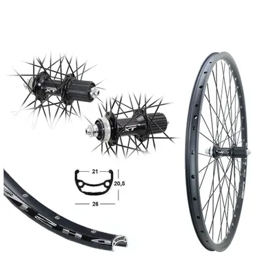 Produktbild von Hinterrad 26 Zoll DH21 Disc schwarz Shimano XT M8000 Centerlock 8-10 fach 21-559
