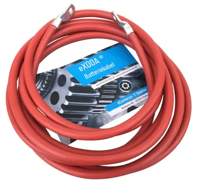 Immagine prodotto di Cavo batteria da 50 mm² e 300 cm in rame con terminali ad anello M8, rosso, 12 V, cavo per auto