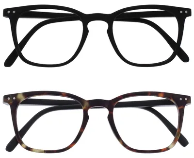 Produktbild von Lesebrille 2er Pack OPULIZE RR64-12 +2.00 Groß Quadrat Schwarz Mattbraun