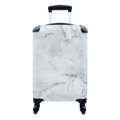 Produktbild von MuchoWow® Koffer Handgepäck Trolley Rollkoffer Kleine Reisekoffer mit 4 Rollen - Marmor - Adern - Grau - Cabin Size < 55x40x23 cm & 55x40x20 cm - Fotokoffer - Kabinenkoffer - Boardgepäck - Reise-Box - Reisekoffer - Reisegepäck - Koffer mit Bild - Trolley für Kinder