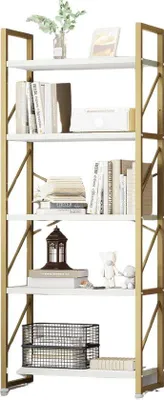 Image de Armoire de salon blanche, en bois blanc, dimensions 60x30x158 cm, idéale pour les livres et les objets de décoration.