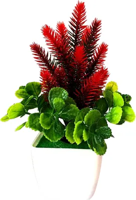 Produktbild von 1Pc künstliches Blumengras Topf Bonsai Dekor-(rot)